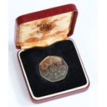 Royal Mint silver proof fifty pence 1973, cased