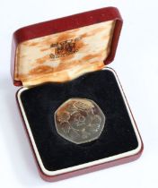 Royal Mint silver proof fifty pence 1973, cased