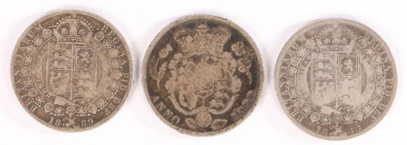 George IIII and Victoria half crowns, 1820, 1888, 1889 (3)