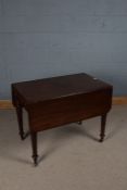 Victorian mahogany pembroke table, with drop leaf either side and fitted single end drawers,