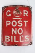 enamel sign "GR POST NO BILLS", 13cm wide, 17cm high