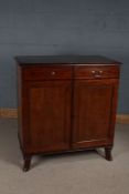 19th century mahogany cupboard, the pair of panelled doors with dummy drawers, enclosing shelves,