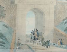After James Pollard (1792-1867) Highgate Tunnel, a coloured engraving by C. Hunt, framed and glazed,