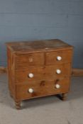 Victorian stripped pine chest, fitted two short over two long drawers, 83cm wide, 84cm high, 48.