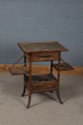 Victorian bamboo side table, the rectangular top above two side drop leaves, with a storage