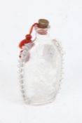 Victorian glass bottle, the body engraved "I CLUZE", with foliate engraving verso, ridged edges