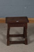 17th century style oak joint stool, 42.5cm wide, 49cm high