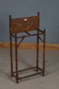 Victorian bamboo stick stand, with panelled back and two divisions, 45cm wide, 94cm tall