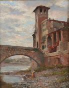 Trevor Haddon (British, 1864-1941) Ponte della Pietra, signed (lower-left), oil on canvas, mounted