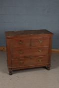 Late Victorian satin wood chest, fitted two short over three long drawers, raised on bun feet,