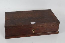 19th century oak box, the hinged lid enclosing a plain interior, with bone escutcheon, 41.5cm wide