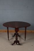 Victorian mahogany sutherland table, with rounded leaves and raised on scrolling legs with carved