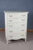 French style painted chest, fitted five long drawers, 117cm tall, 83.5cm wide