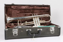 Yamaha YTR 2335 silver plated Trumpet with 11B4 mouthpiece in fitted hardshell case. Serial