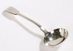 Victorian silver ladle, London 1842, maker Chawner & Co (George William Adams), the fiddle pattern