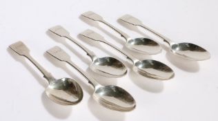Set of six Victorian silver dessert spoons, London 1874, maker Henry Holland, the fiddle pattern