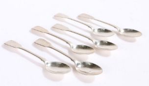 Set of six William IV silver teaspoons, London 1833, maker A B Savory & Sons, with plain fiddle
