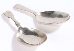 Victorian silver caddy spoon, London 1838, maker Charles Boyton II, the fiddle pattern handle