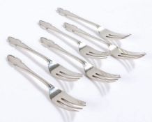 Set of six Elizabeth II silver cake forks, Sheffield 1958/59, maker Cooper Brothers & Sons Ltd, with