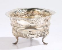 Edward VII silver sugar bowl, Chester 1908, maker George Nathan & Ridley Hayes, the wavy rim above