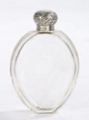 Victorian silver and glass hipflask, Birmingham 1894,  make Levi & Salaman, the foliate and scroll