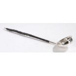 18th Century silver toddy ladle, with silver capped twisted baleen handle and circular bowl