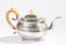 George III silver teapot, Sheffield 1811, maker Thomas Blagden & Co. the ivory finial above a