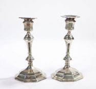 Pair of early 20th century silver candlesticks, Sheffield marks rubbed, maker William Hutton &