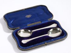 Pair of Edward VII silver serving spoons, Sheffield 1908, maker Sutherland & Rhoden (George