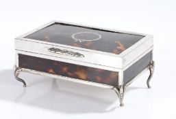 George V silver and tortoiseshell dressing table box, London 1920, maker C & A  possibly for Corke &