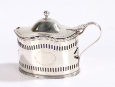 George III silver mustard pot, London 1791, maker Robert Hennell I, the domed hinged cover flanked