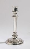 George IV silver candlestick, London 1821, maker Matthew Boulton, the baluster sconce above a