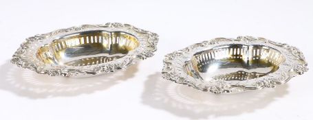 Pair of Edward VII silver bonbon dishes, London 1901/02, maker William Hutton & Sons Ltd. with