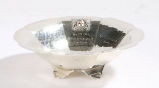 George V silver dish, Birmingham 1934, maker Daniel George Collins, of beaten scalloped octagonal