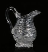 Early 19th Century glass water jug, in the form of a pineapple, the layered body above the husk