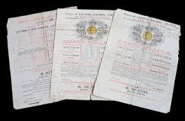 Ephemera, George III period State Lottery sheets, pen writing to the reverse of each, (3)