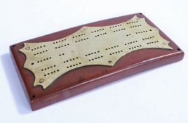 19th Century brass cribbage board, 27cm long