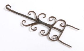 18th Century blacksmith made toasting fork, with elaborate swirls 25cm long
