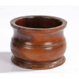 19th Century lignum vitae pot, of dumpy baluster shape, 11cm wide