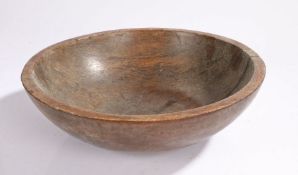 19th Century turned beech bowl, 34.5cm wide