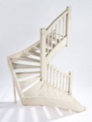 Architects model of a staircase, painting white, with a angled design, 73cm high