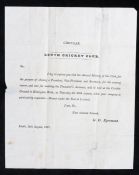 Ephemera, Circular Louth Cricket Club, sent from G.G. Egremonet, Louth 18th August 1827, the back