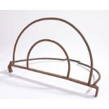 19th Century iron hanging bread iron or Harnen, of arched form, 39cm wide