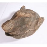 19th Century carved model of a boars head, life size, AF, 43cm high