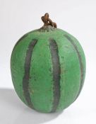 20th Century Green Grocers trade sign, carved as an melon with a chain to the top, 29cm high