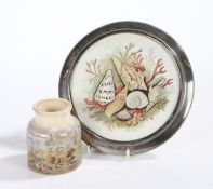 Prattware, to include a silver plate mounted teapot stand with shell decoration and beaded border,