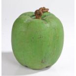 20th Century Green Grocers trade sign, carved as an apple with a chain to the top, 23cm high