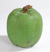 20th Century Green Grocers trade sign, carved as an apple with a chain to the top, 23cm high