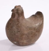 A Folk Art carved plump chicken, 25cm long, 26cm high