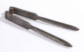 Pair of 19th Century steel nut crackers, of large proportions, 20m long